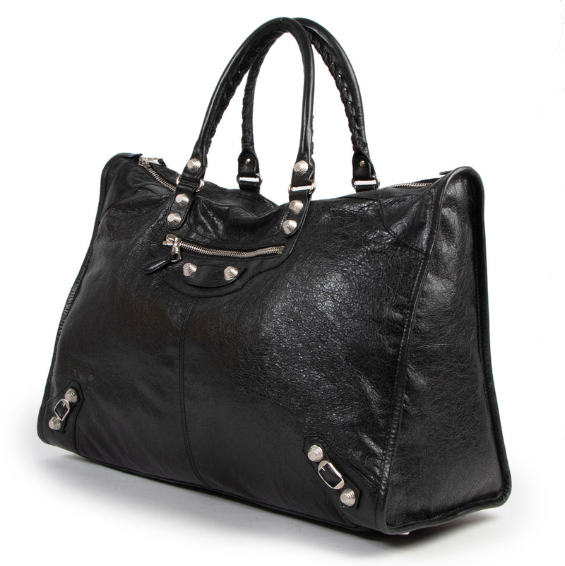 Balenciaga Black Leather Classic City Weekender