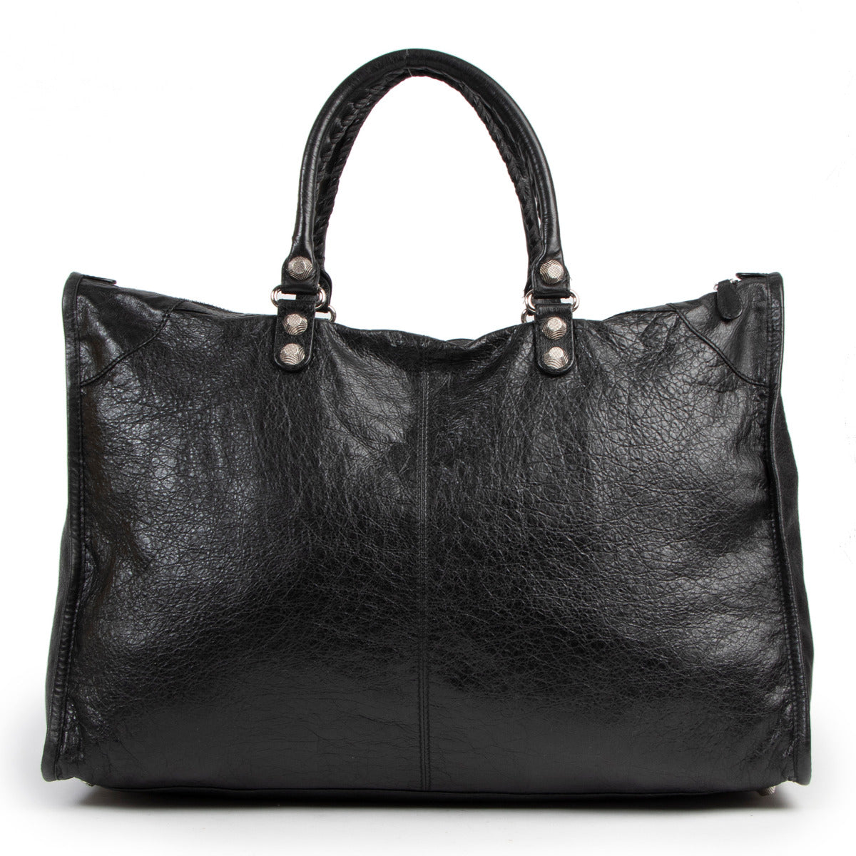 Balenciaga Black Leather Giant City Weekender