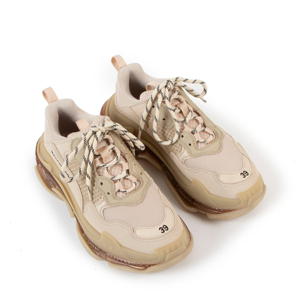 Balenciaga Cream Clear Sole Triple-S Sneakers