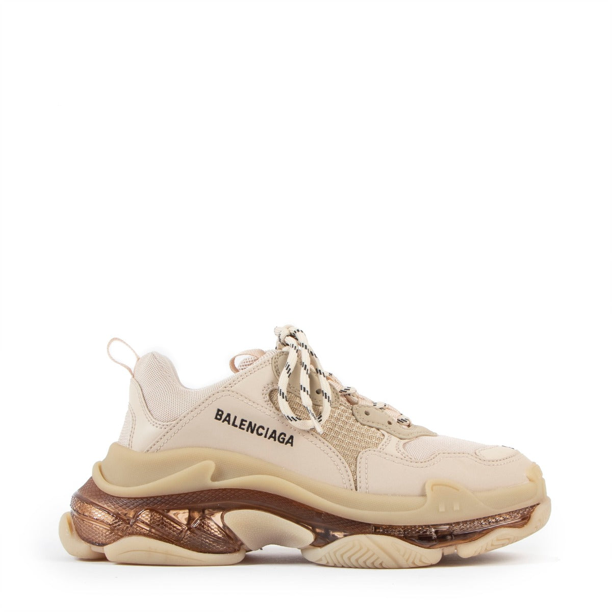 Balenciaga Cream Clear Sole Triple-S Sneakers