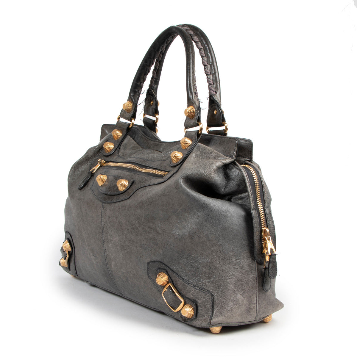 Balenciaga Grey Leather Giant Vélo Bag