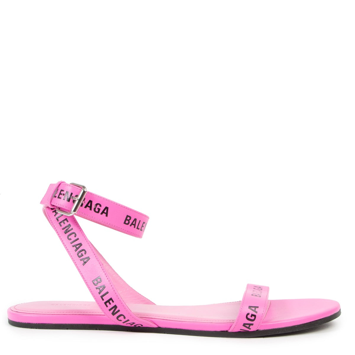 Shop online authentic second hand Balenciaga Pink Round Flat Sandals in Size 38 in very good condition.