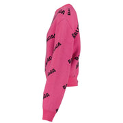 shop authentic second hand luxury designer Balenciaga Pink Logo Allover Wool Sweater at Labellov