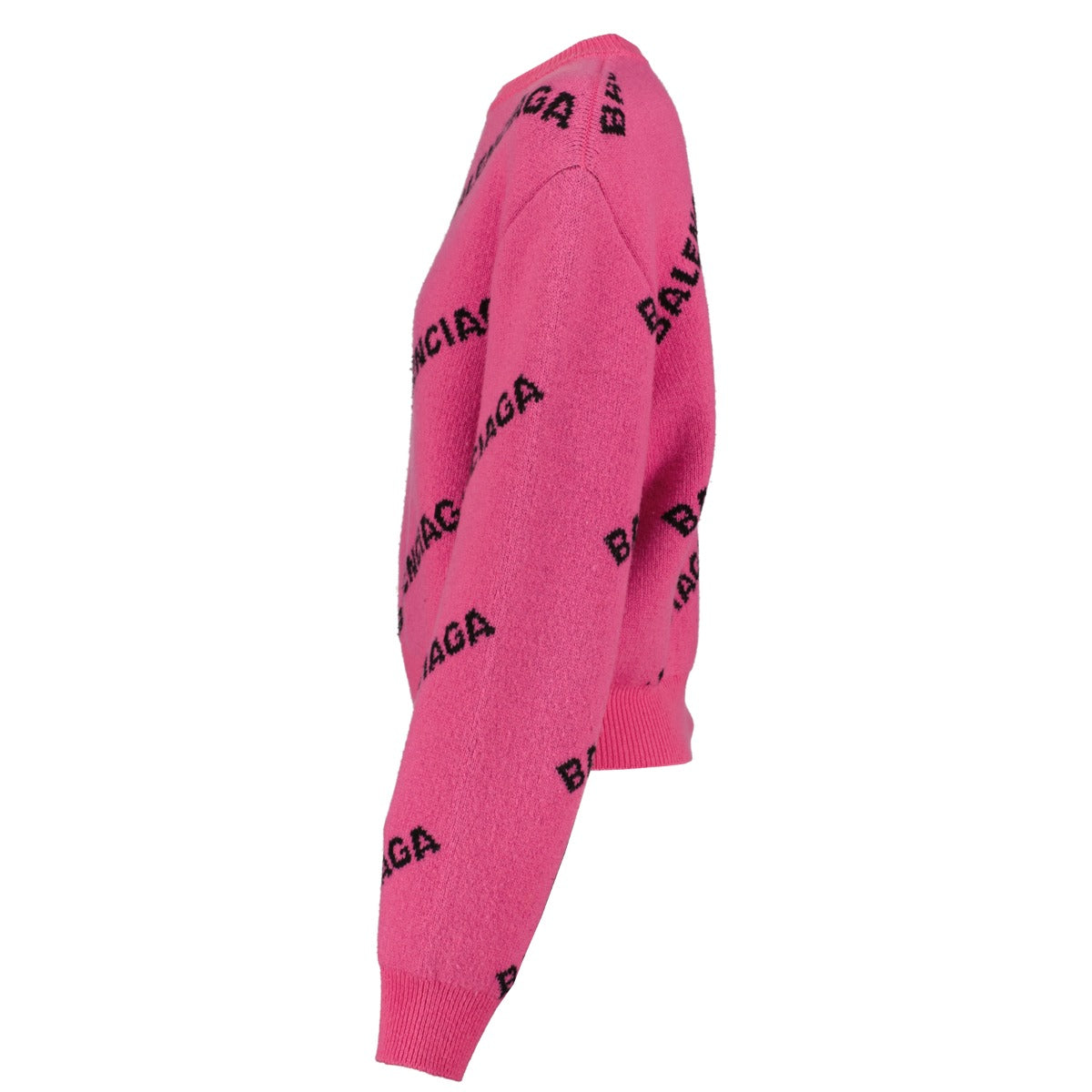 shop authentic second hand luxury designer Balenciaga Pink Logo Allover Wool Sweater at Labellov