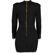 Balmain Black Lace-Up Bodycon Dress