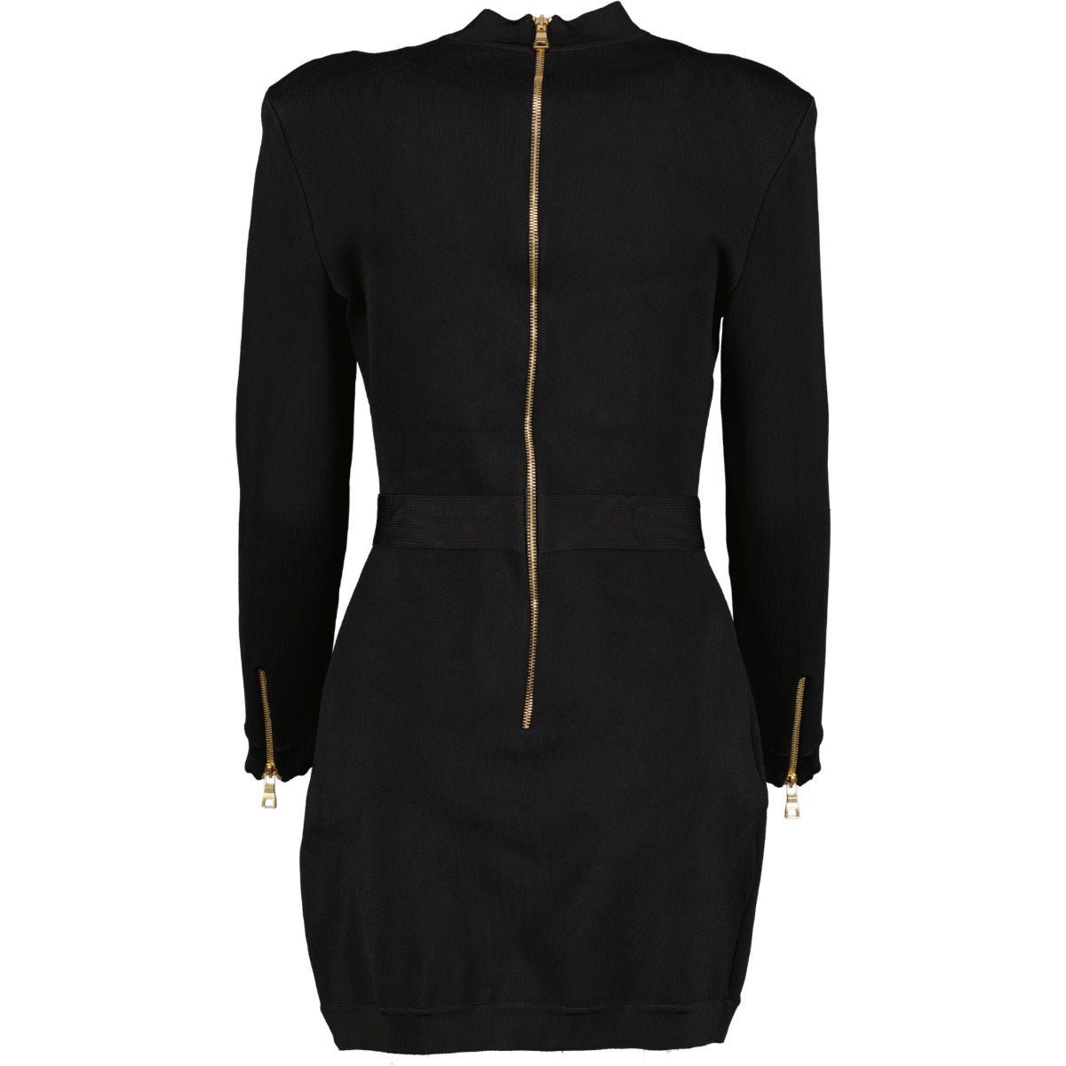 Balmain Black Lace-Up Bodycon Dress