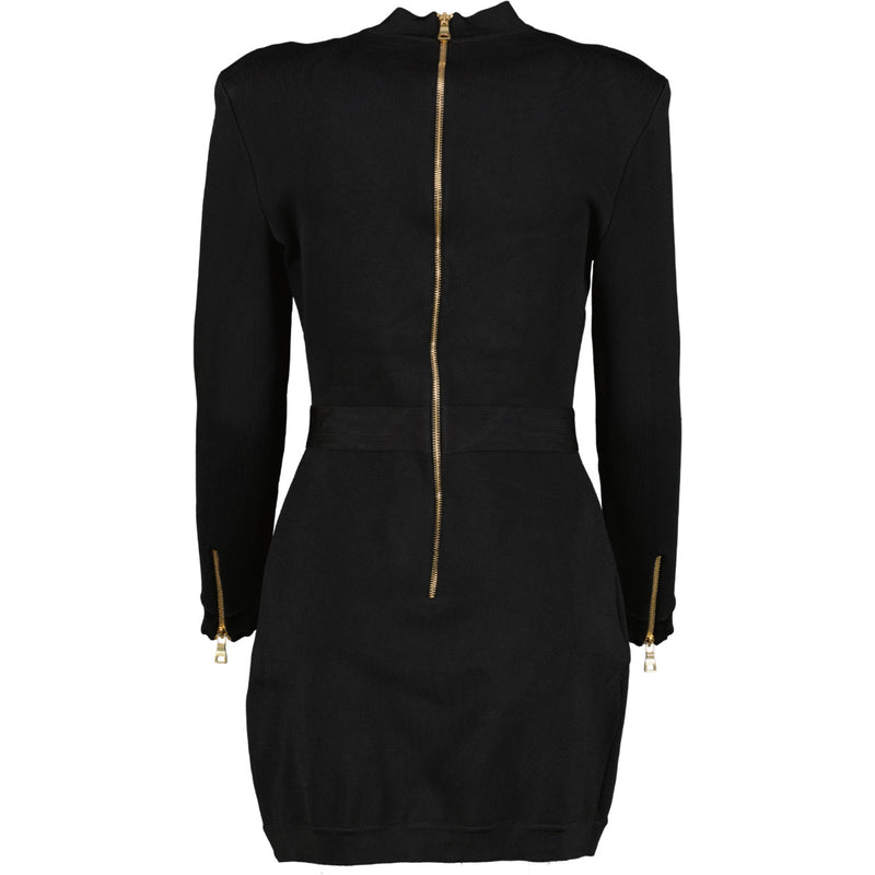 Balmain Black Lace-Up Bodycon Dress