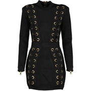 Balmain Black Lace-Up Bodycon Dress for the best price at Labellov