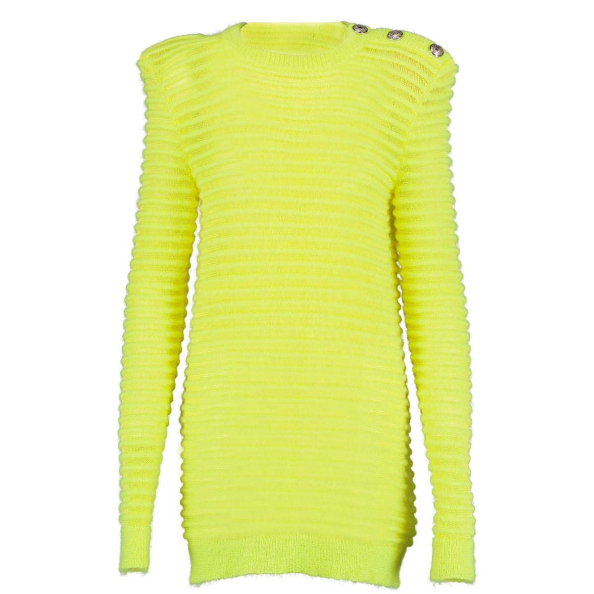 shop authentic second hand luxury designer Balmain Neon Yellow Knit Sweater With Buttons at Labellov