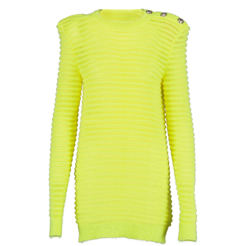 shop authentic second hand luxury designer Balmain Neon Yellow Knit Sweater With Buttons at Labellov
