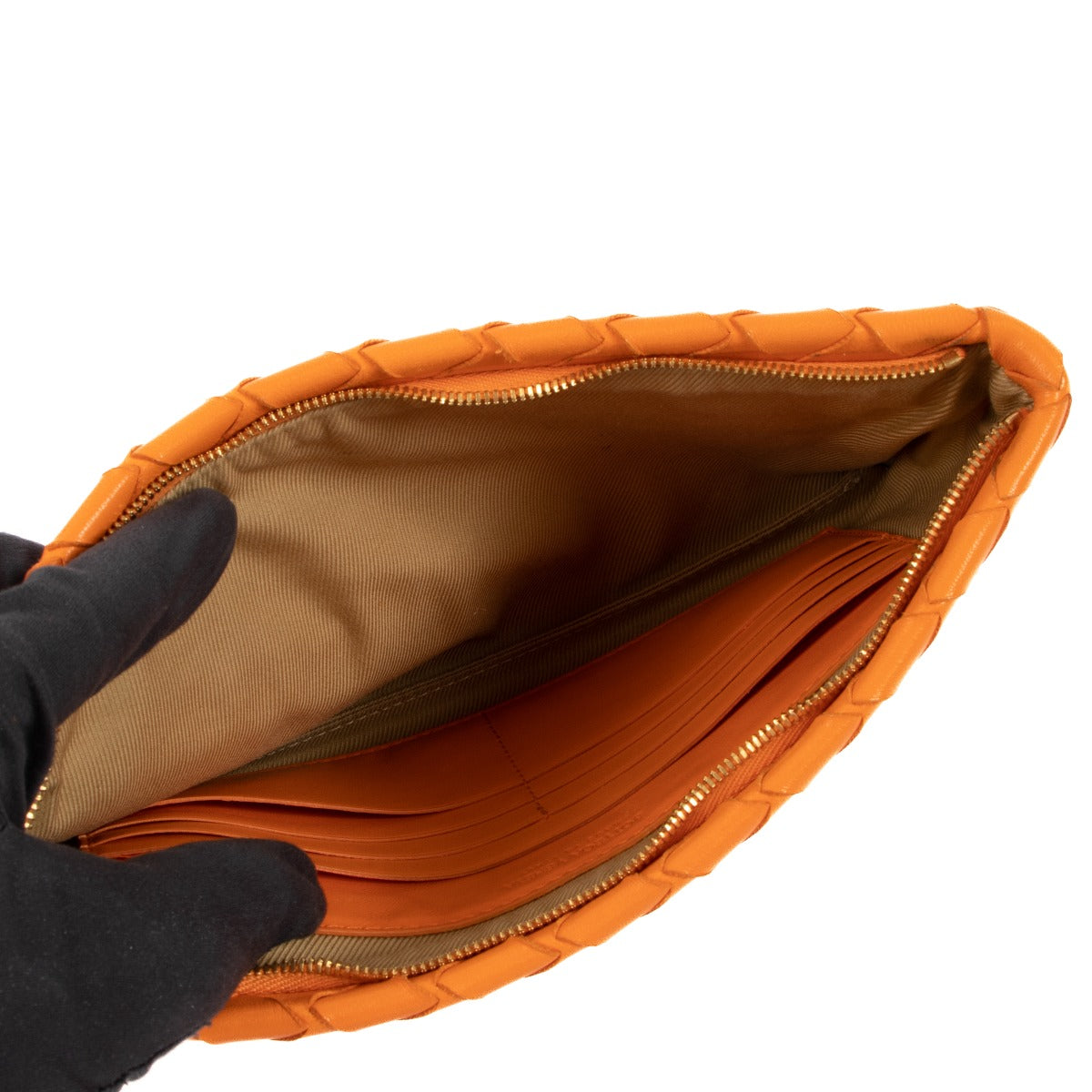 Pochette petite Bottega Veneta Intrecciato orange