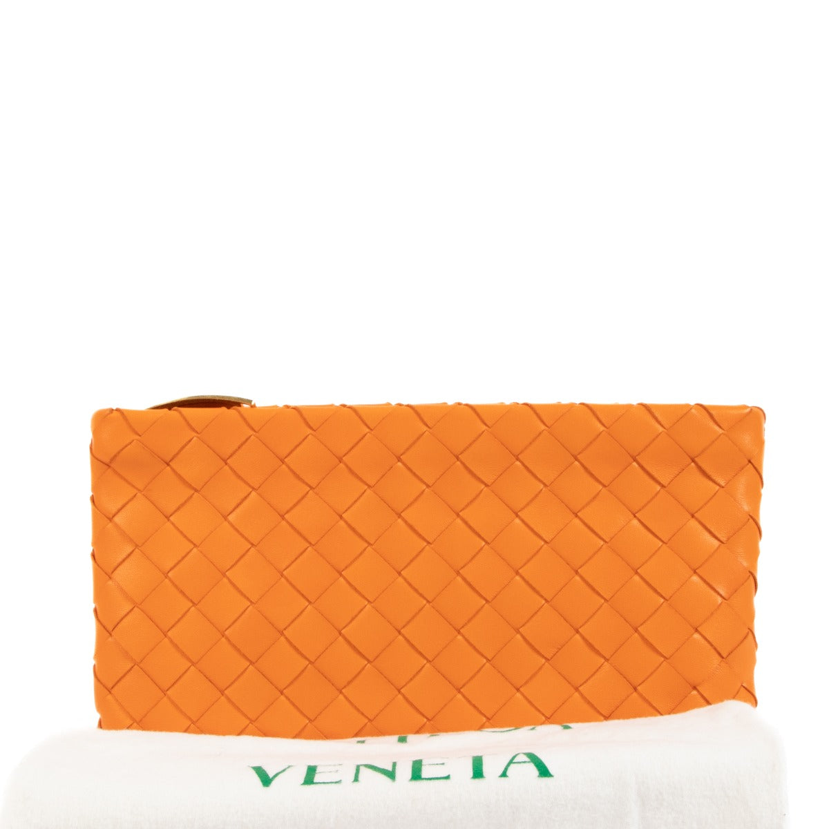 Bottega Veneta Orange Intrecciato Small Pouch