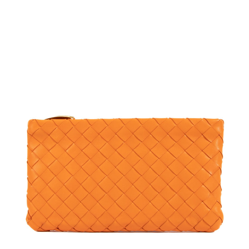 Bottega Veneta Orange Intrecciato Small Pouch