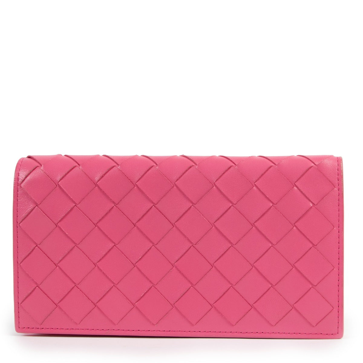 Bottega Veneta Bonbon Pink Intrecciato Flap Wallet