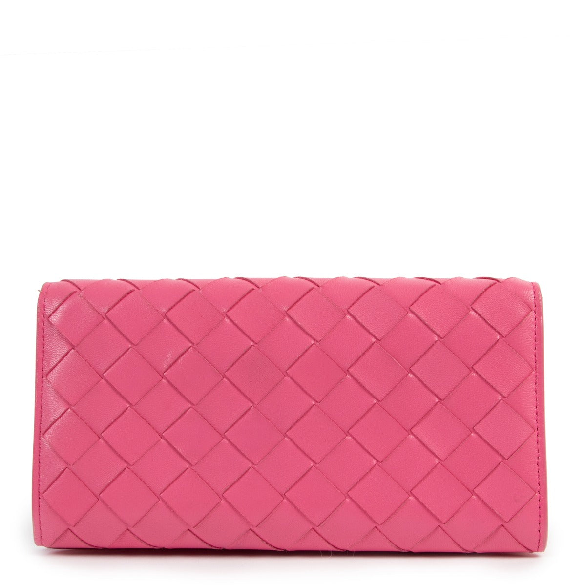 Bottega Veneta Bonbon Pink Intrecciato Flap Wallet