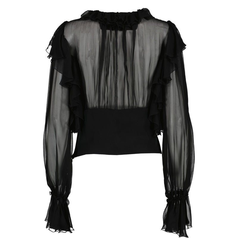 Dolce & Gabbana Ruffle Black Top - Size IT 42