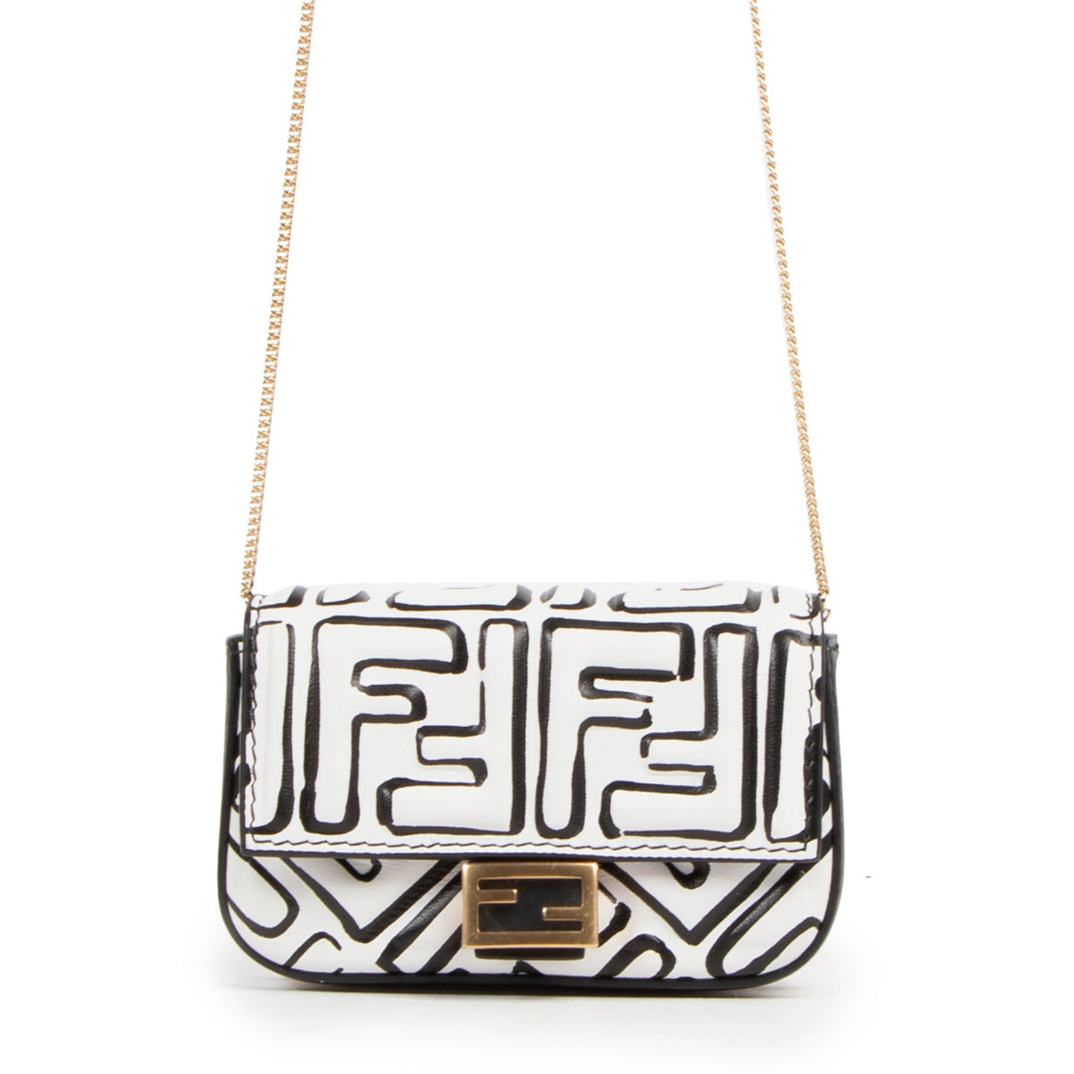 Fendi Black and White Nano Baguette