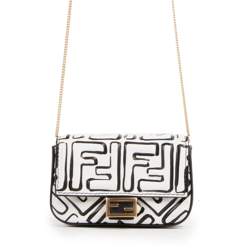 Fendi Black and White Nano Baguette