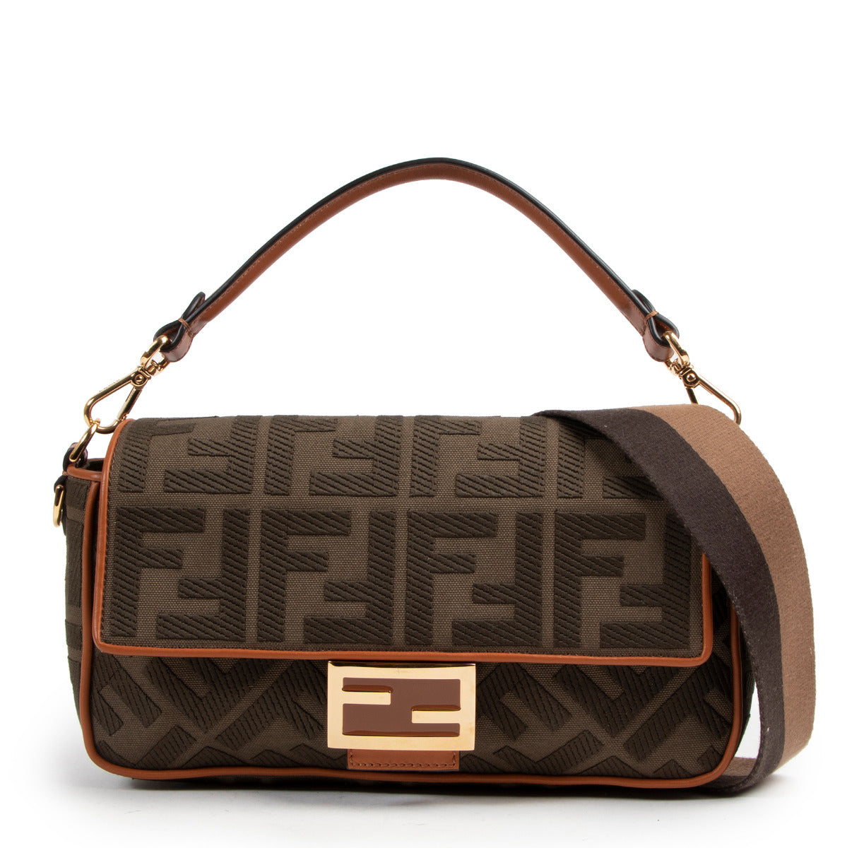 Fendi Green Baguette Canvas
