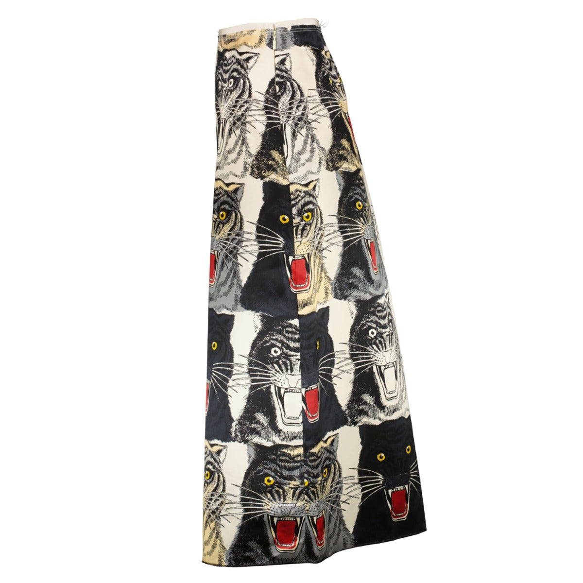 shop authentic second hand luxury designer Gucci Tiger Face Print Silk A-Line Skirt at Labellov