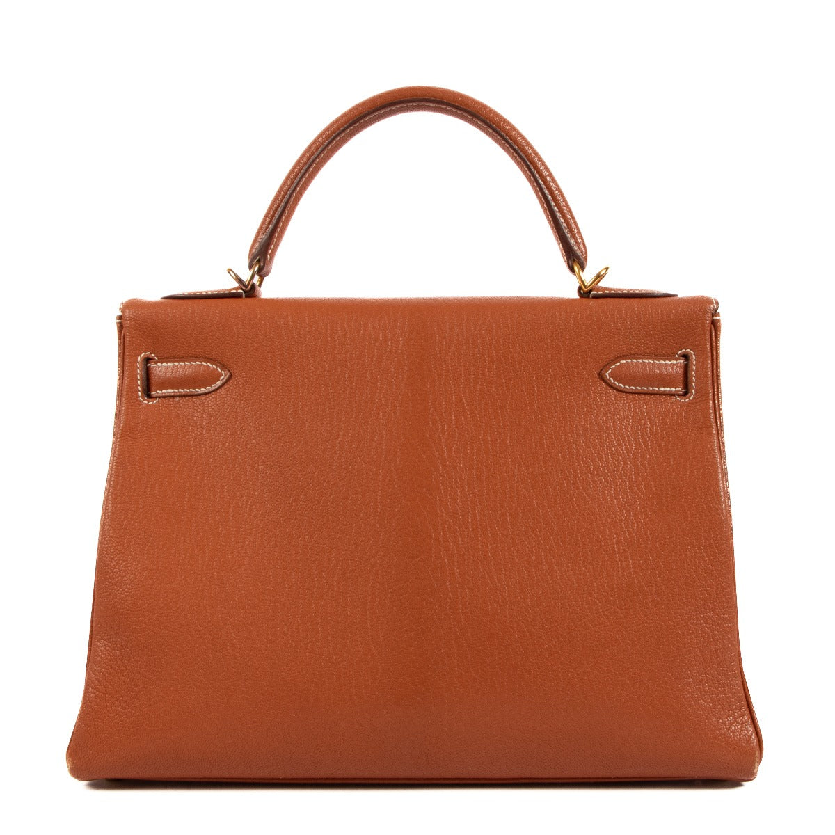 Authentic second hand vintage Hermès Kelly 32 Gold Chèvre de Coromandel Gold Harware on www.labellov.com