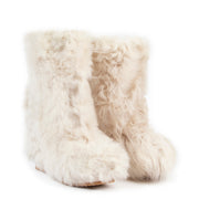 Winkel online authentieke tweedehands Moncler Off White Fur Grenoble Wedge Boots in maat 38 in zeer goede staat.