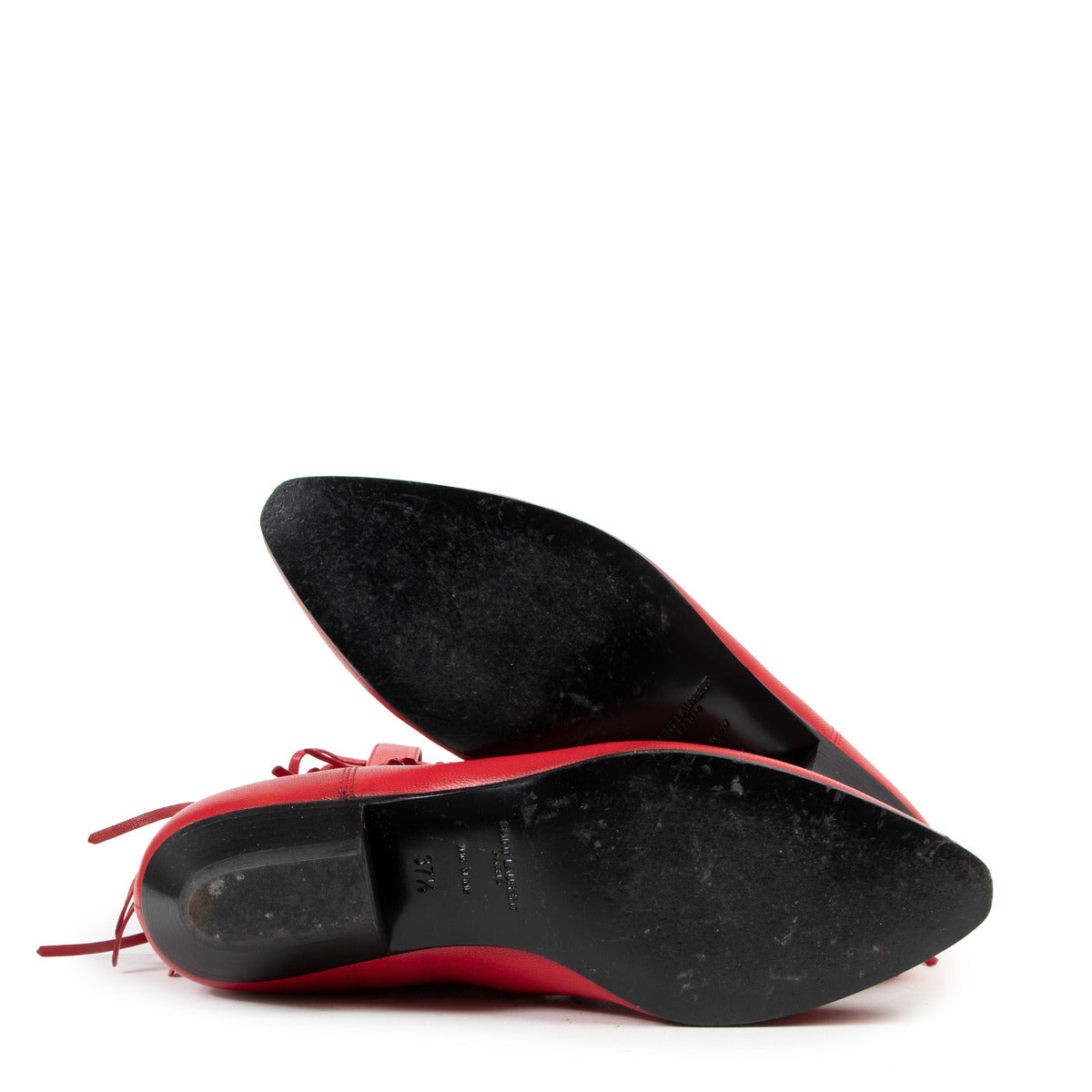 Saint Laurent Red Fringe Ankle Boots - size 37.5