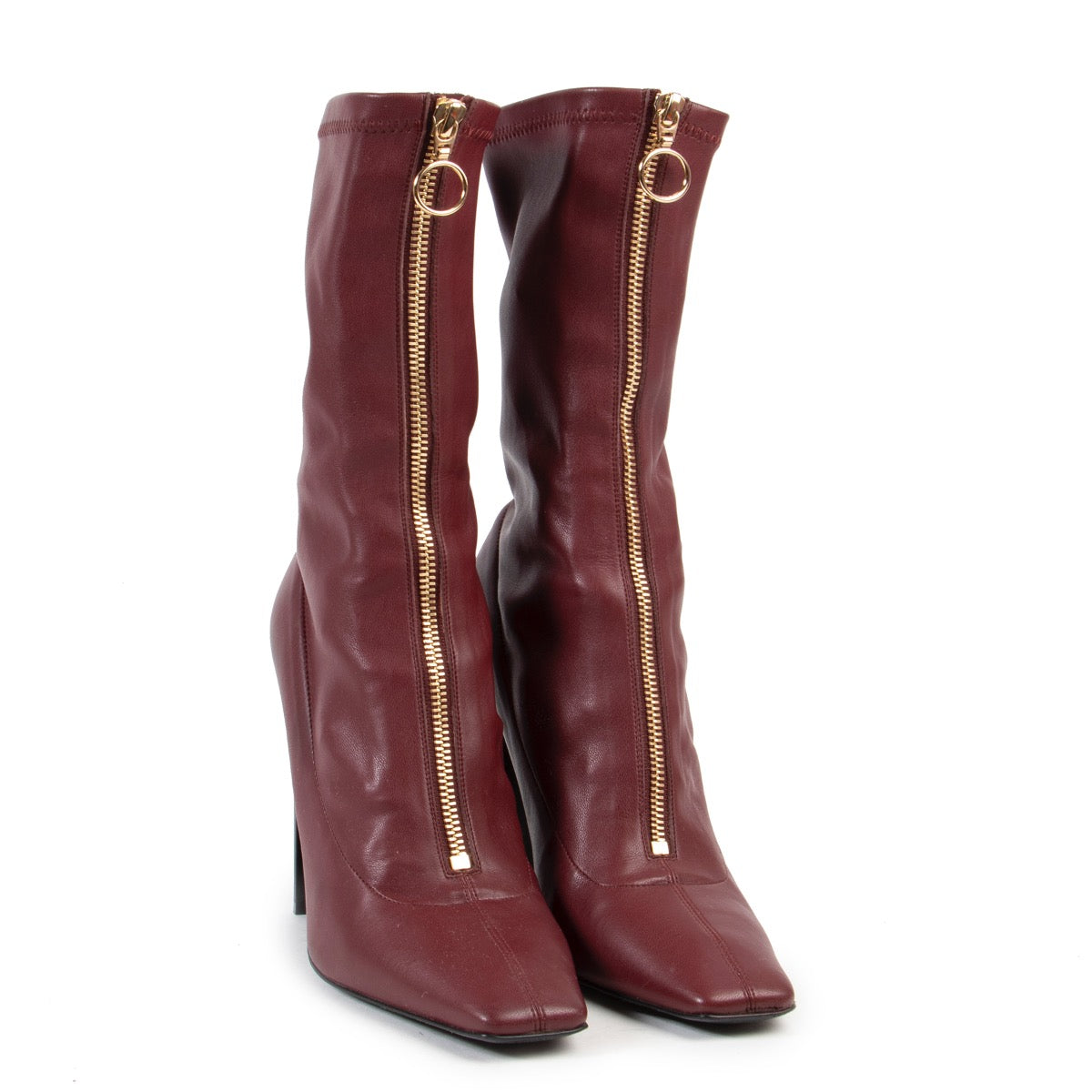 Online kopen van tweedehands authentieke Stella McCartney Burgundy botten in maat 37,5 in zeer goede staat.