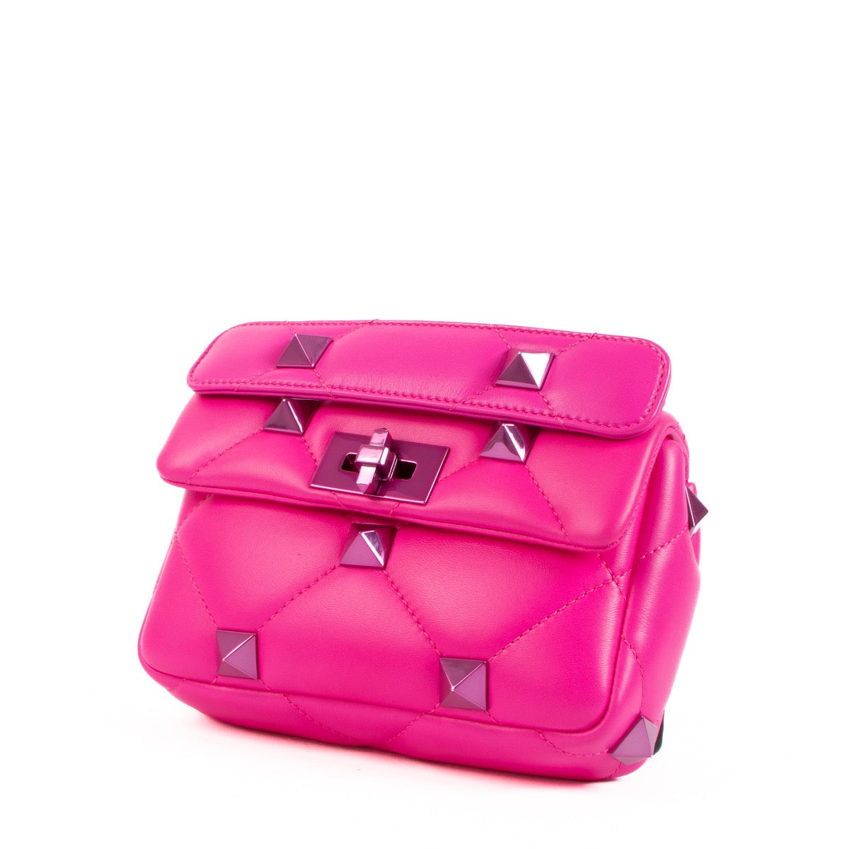 Shop safe online at Labellov in Antwerp this 100% authentic second hand Valentino Garavani Pink Small Roman Stud Bag