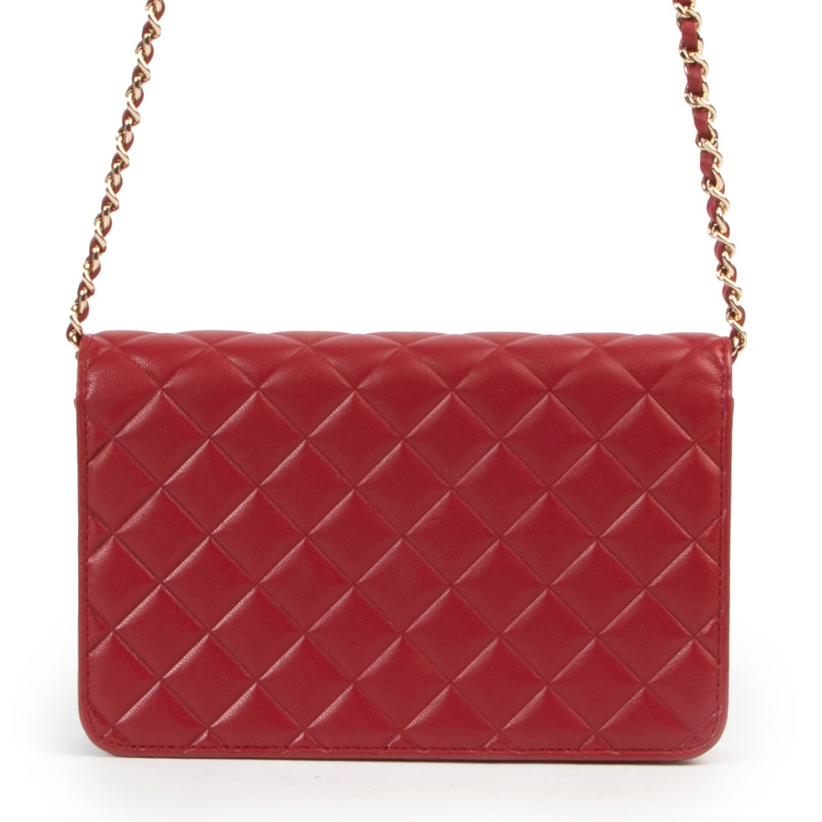 Chanel Bordeaux Red Wallet On A Chain