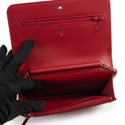 as new secondhand Chanel red Wallet On A Chain
