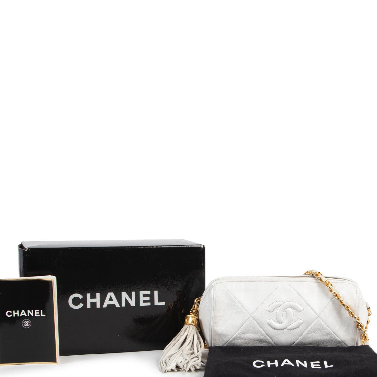 Chanel Vintage White Quilted Crossbody Pouch