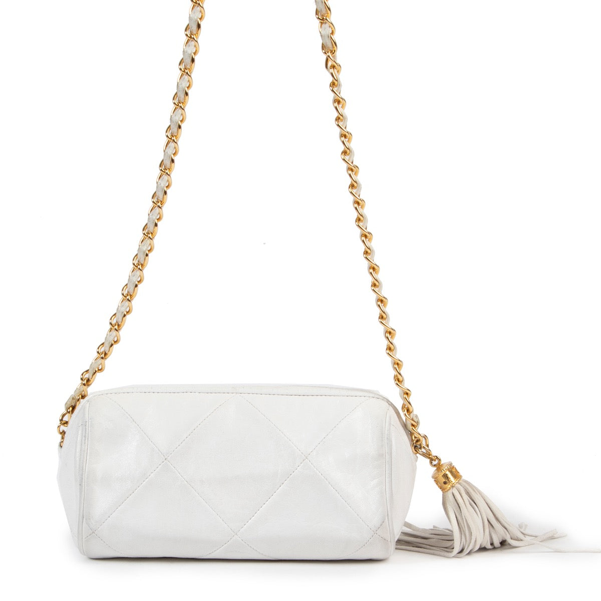 Chanel Vintage White Quilted Crossbody Pouch