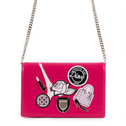 Christian Dior Diorama Pink Patch Embellished Wallet On Chain Bag