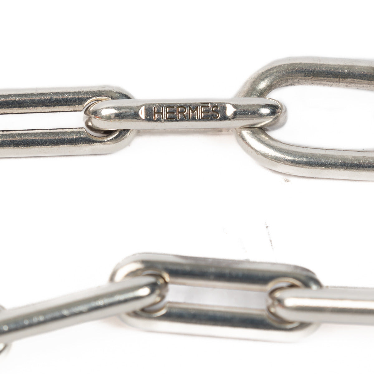 Hermès Sterling Silver Elongated Oval Link Bracelet