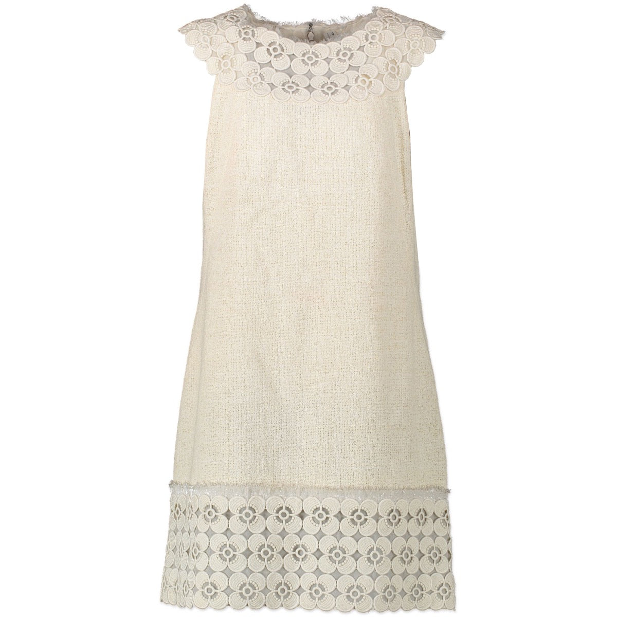 Buy safe online second hand Chanel tweed dress in beige.