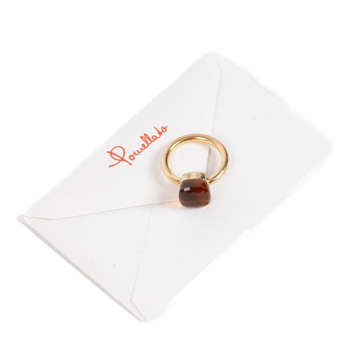 Pomellato Yellow Gold Madera Quartz Nudo Classic Ring