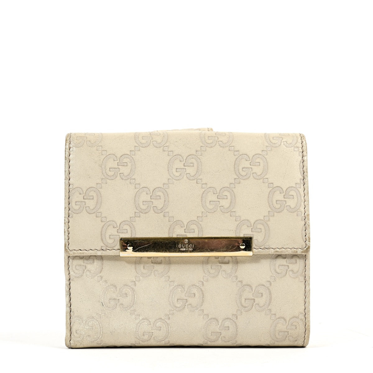 Gucci Cream Guccissima Leather Compact Wallet