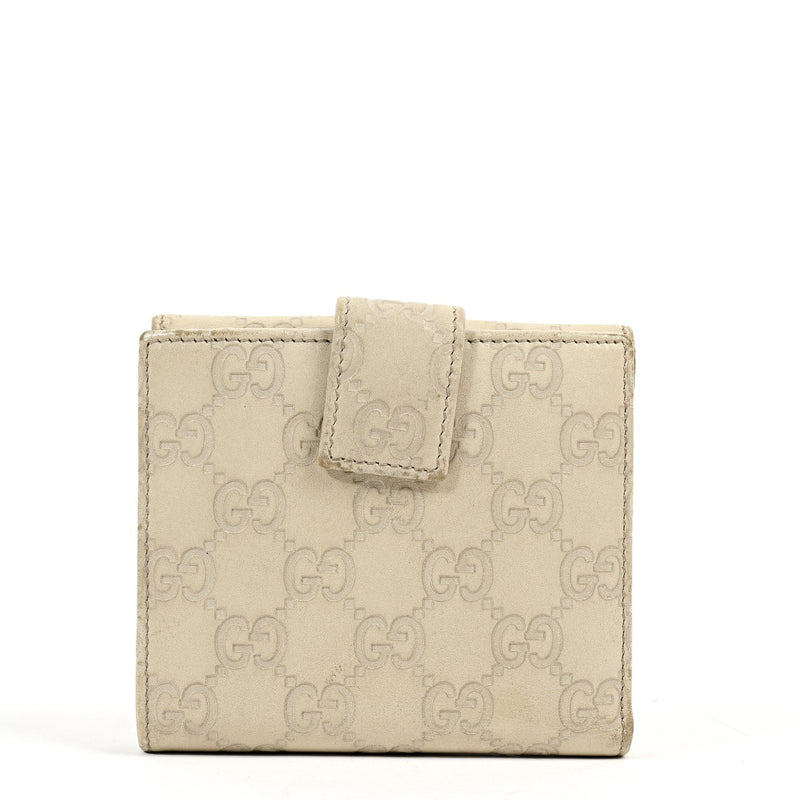 Gucci Cream Guccissima Leather Compact Wallet
