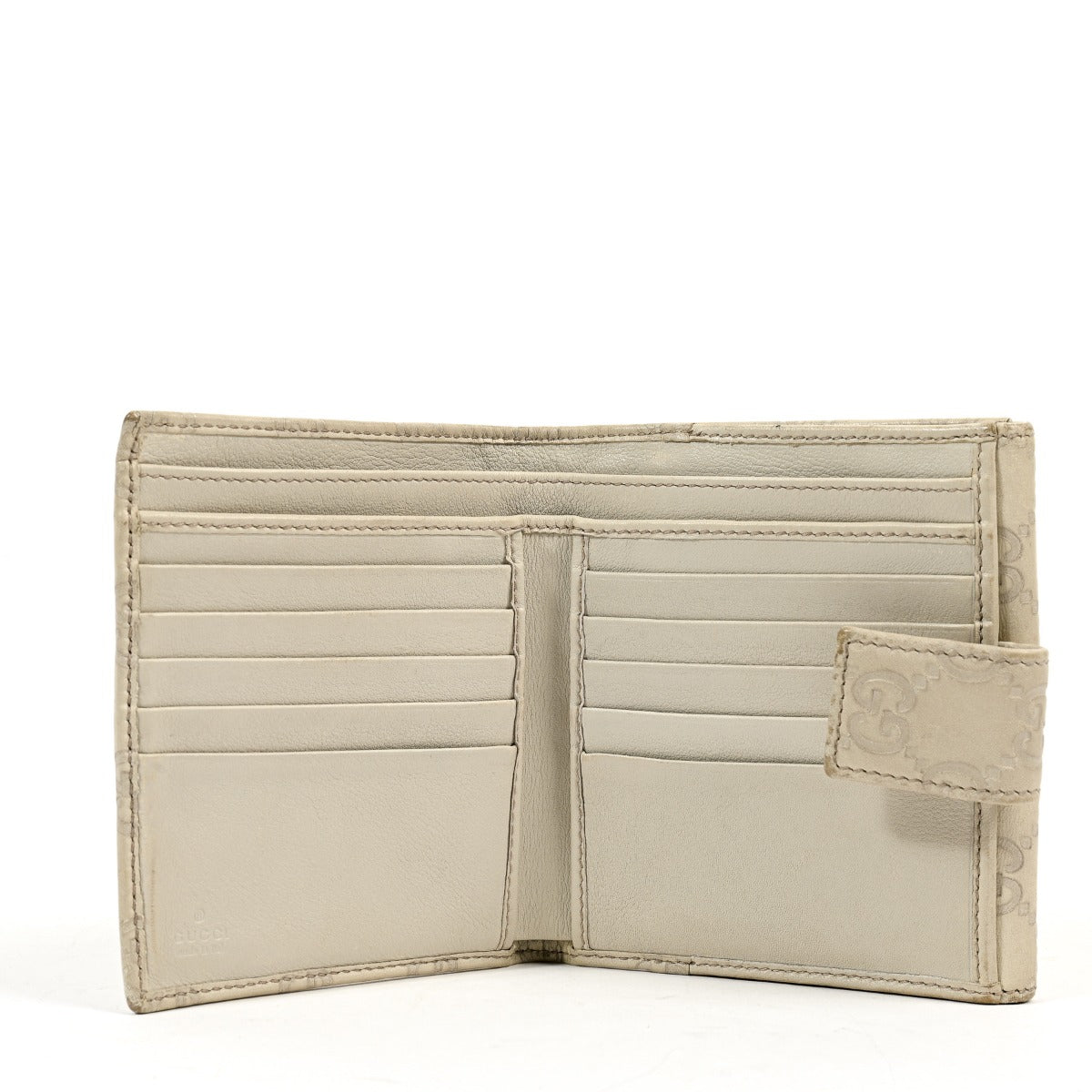 Gucci Cream Guccissima Leather Compact Wallet