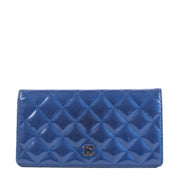 Chanel Blue Patent Leather Classic Long Wallet