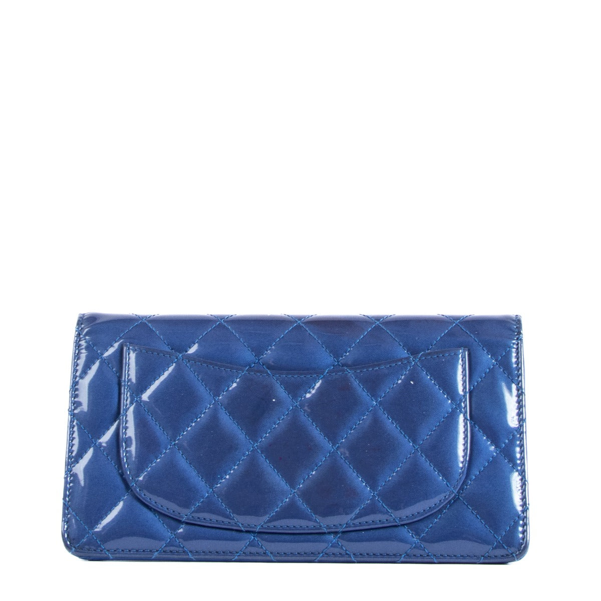 Chanel Blue Patent Leather Classic Long Wallet