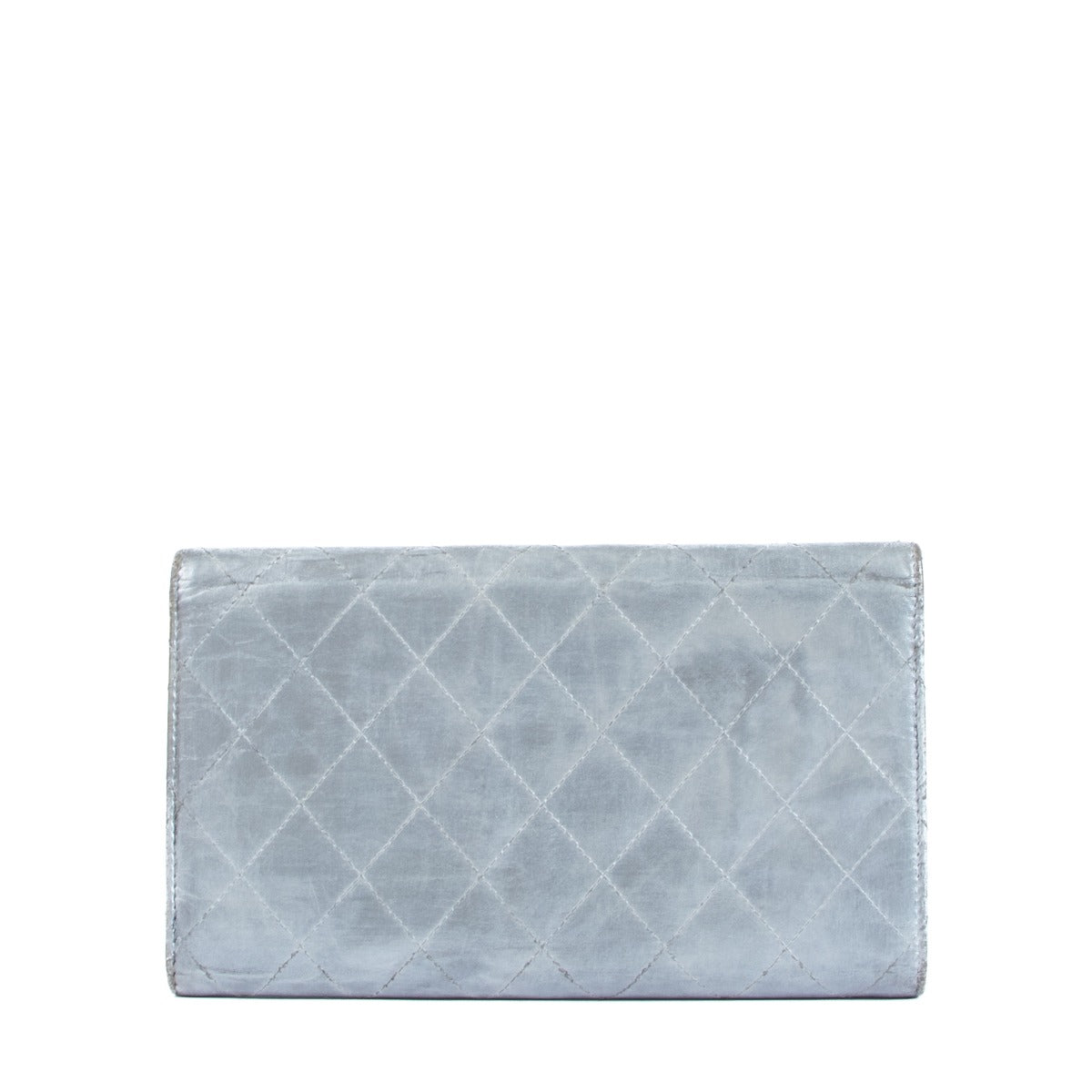 Chanel Silver Calfskin Long Wallet