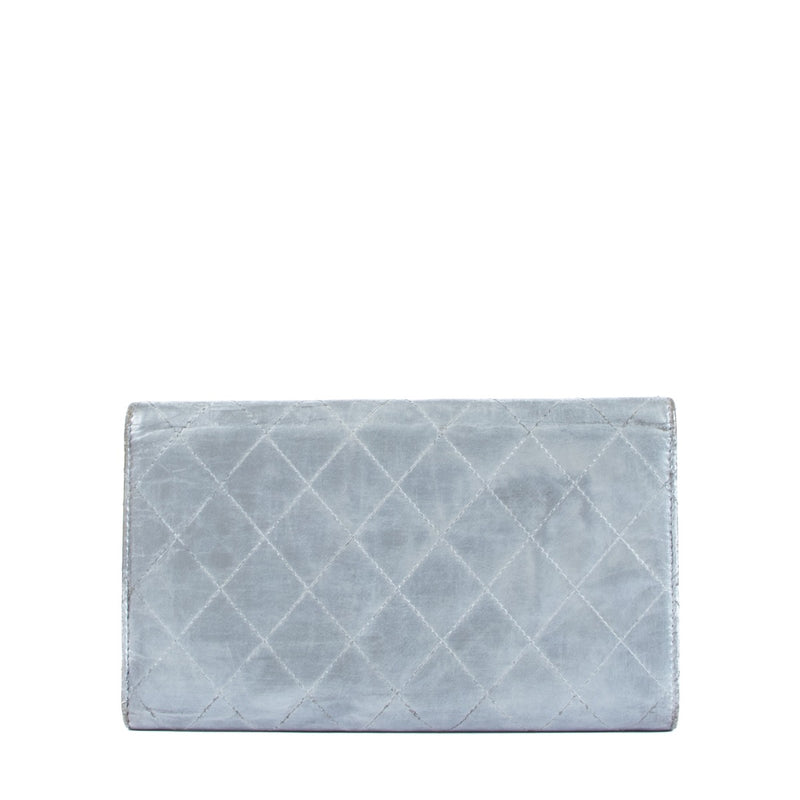 Chanel Silver Calfskin Long Wallet