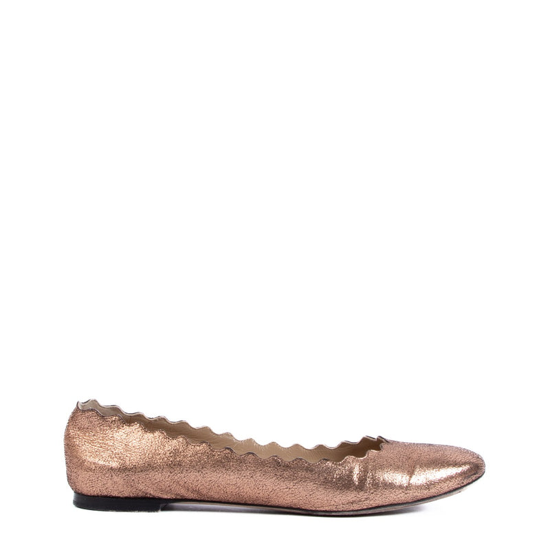 Chloé Rose Gold Lauren Scallop Ballet Flats