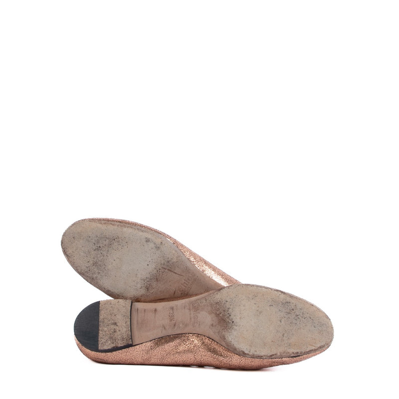 Chloé Roségouden Lauren Ballerina's met geschulpte rand - Maat 38.5