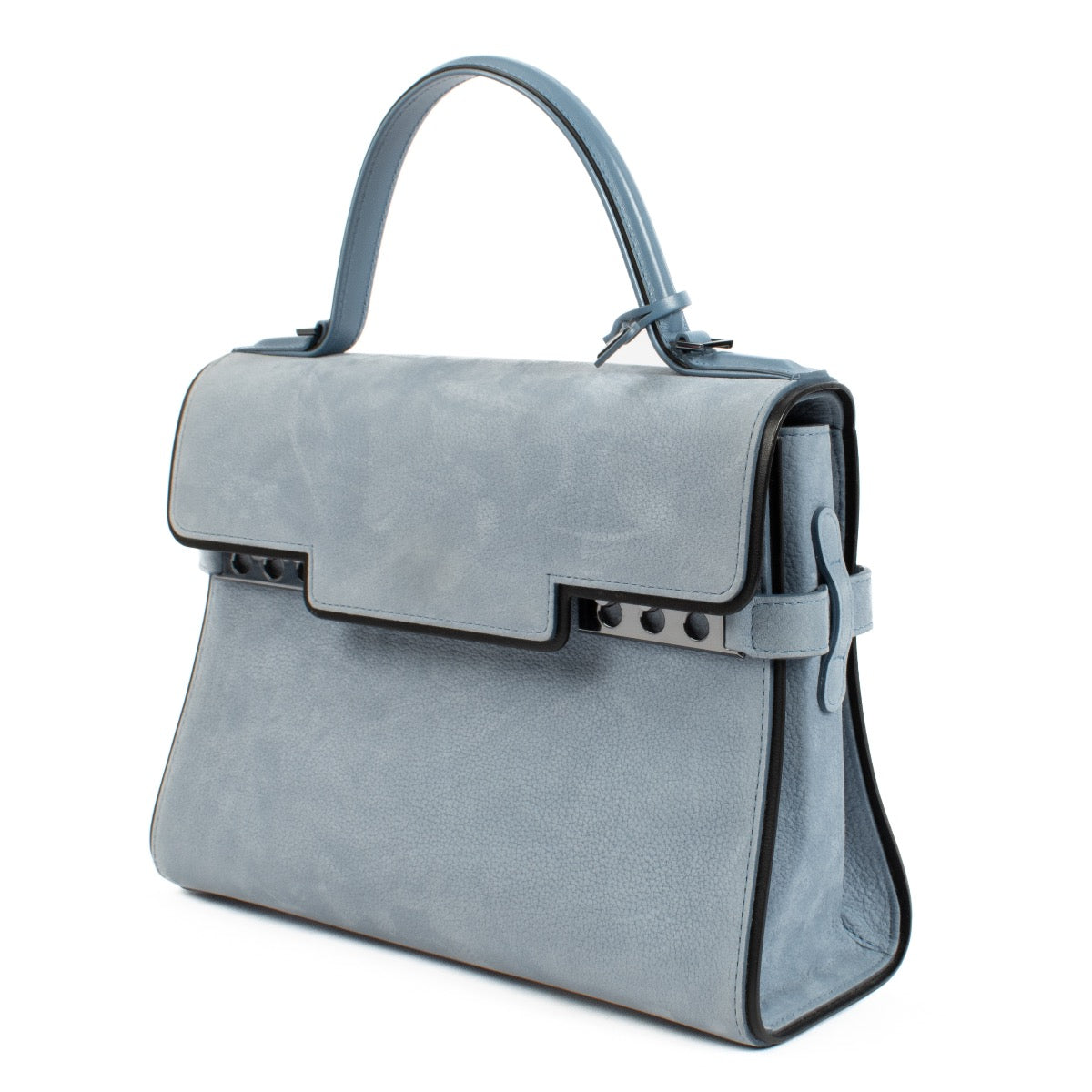 Buy authentic second hand Delvaux Misty Blue Santiag Nubuck Tempete MM at Labellov.com