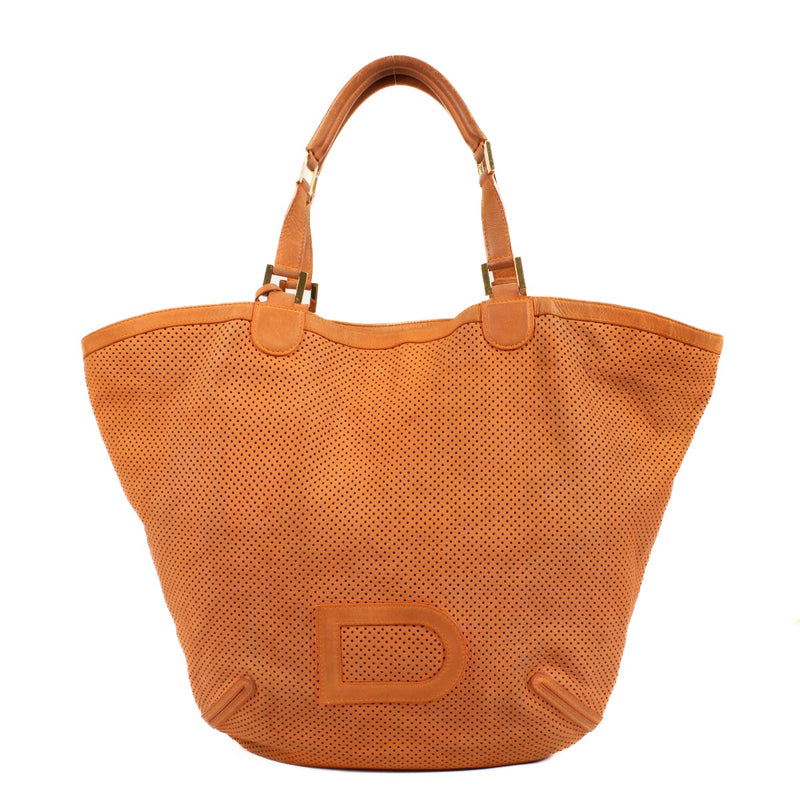 Buy authentic second hand Delvaux Orange Perforated Louise Cabas at Labellov.com