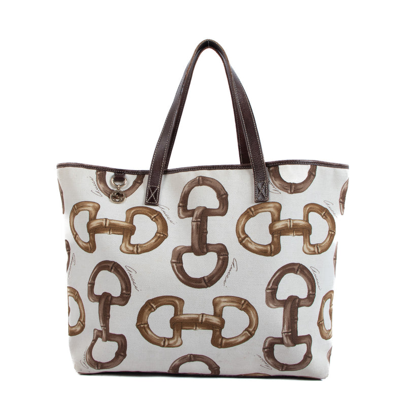Gucci Horsebit Canvas Grote Shopper Tas