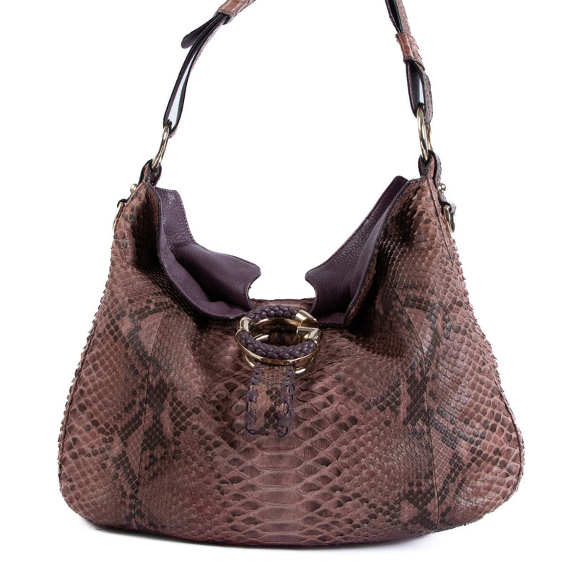 Gucci G Wave Purple Python Large Hobo Bag
